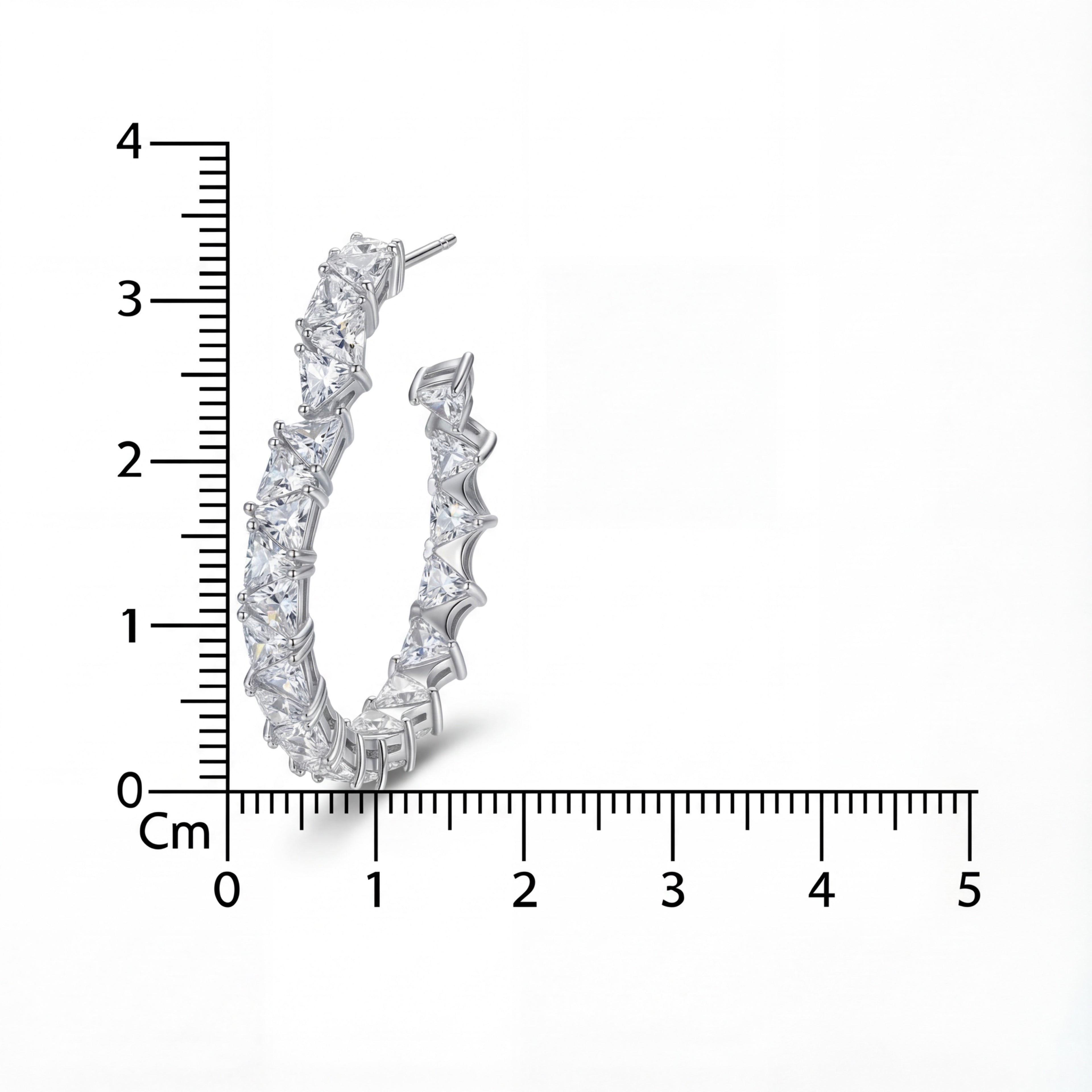 Korean Prism Edge Crystal Hoops : YUFSER351