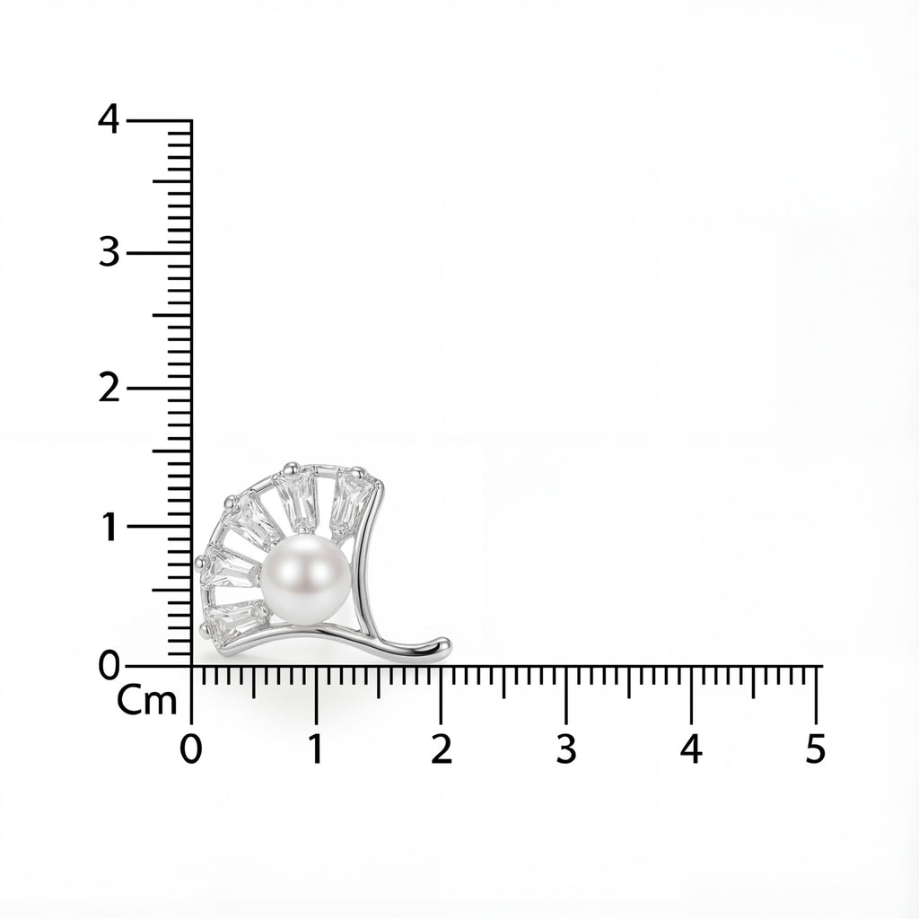 Korean Silver Fan Ginkgo Studs : YUFSER352