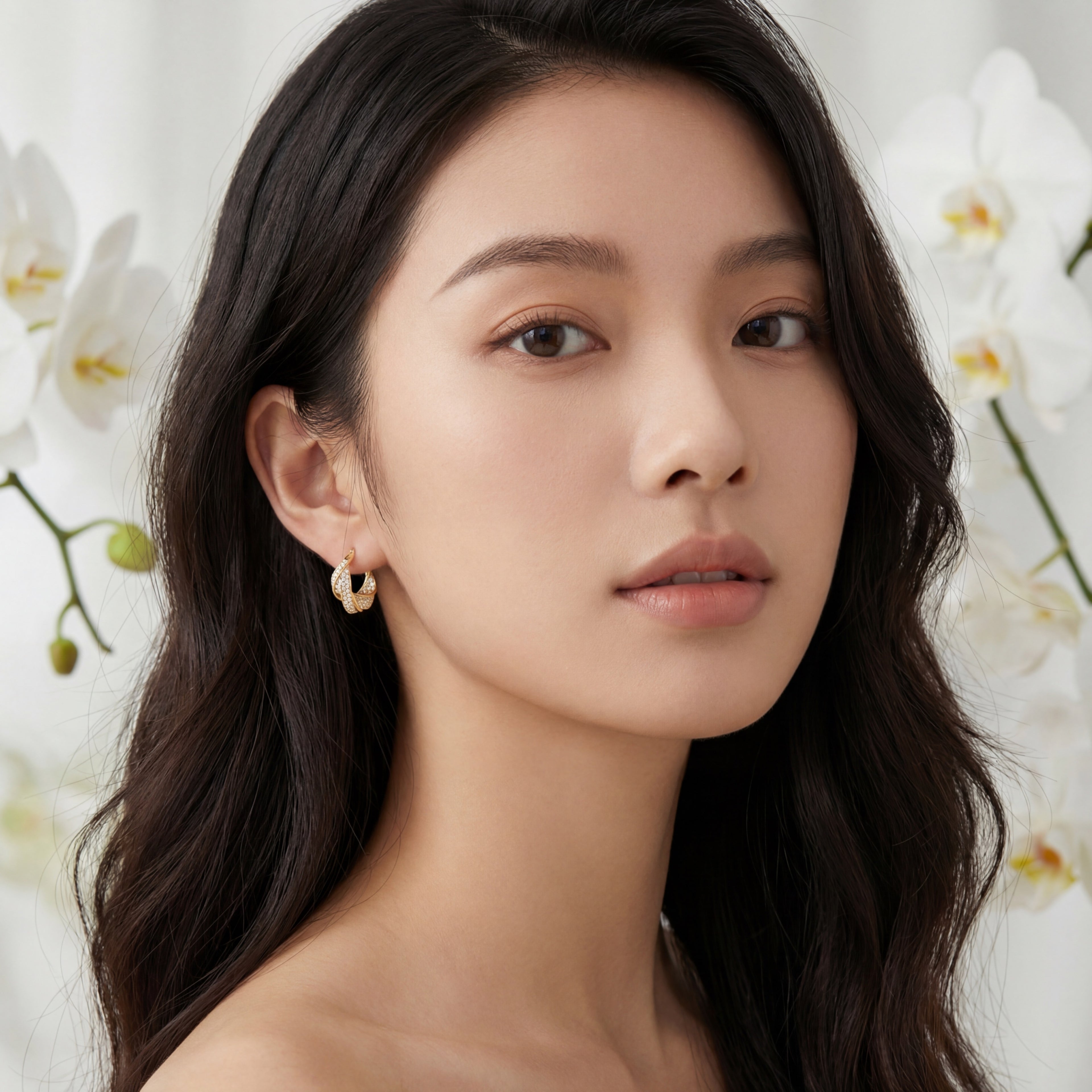 Korean The Textured Glamour Hoops : YUFSER395