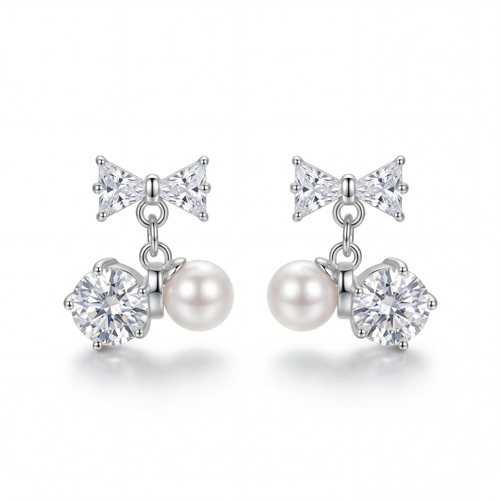 Korean  Blossom Bows Clip On Earrings : YUFSER337