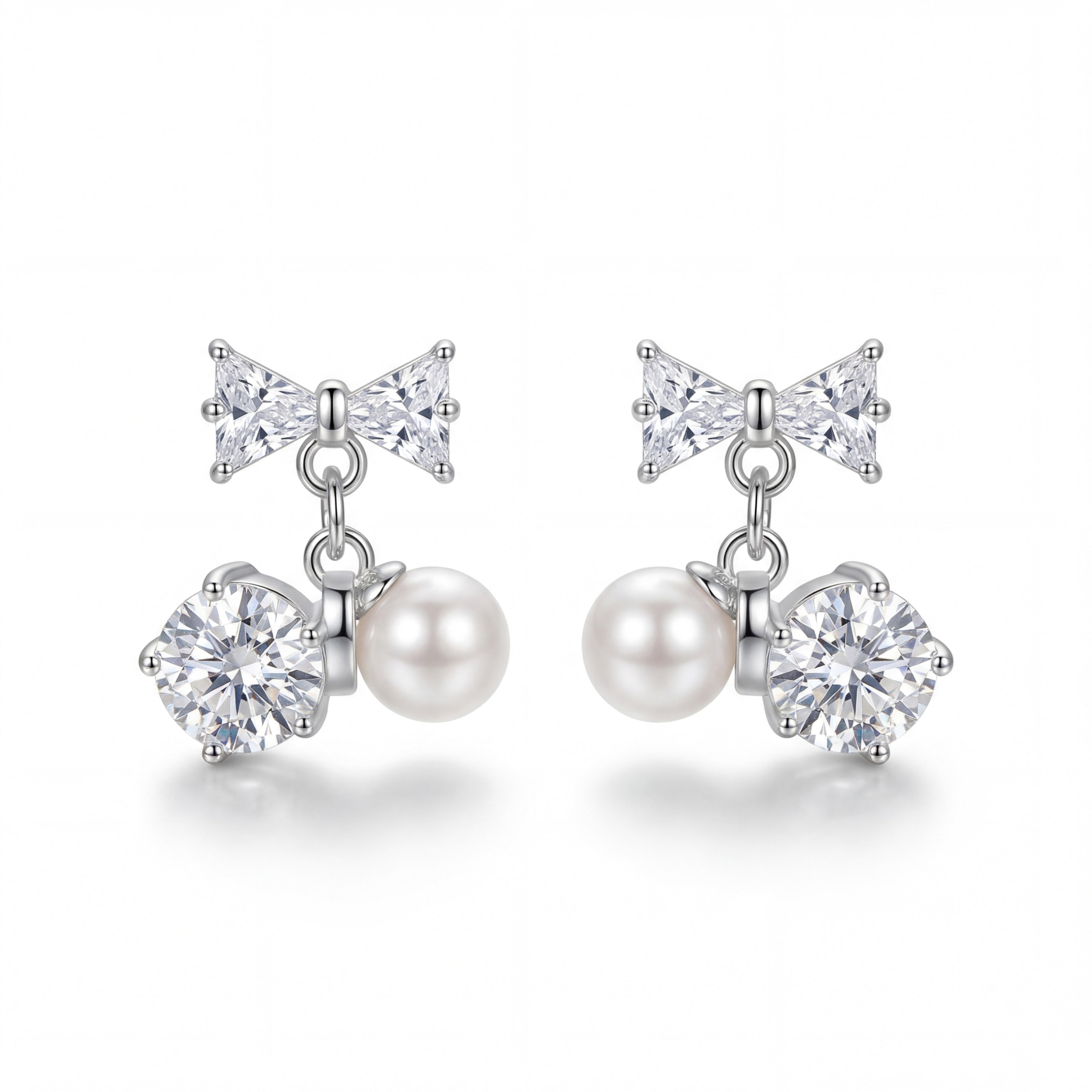 Korean  Blossom Bows Clip On Earrings : YUFSER337