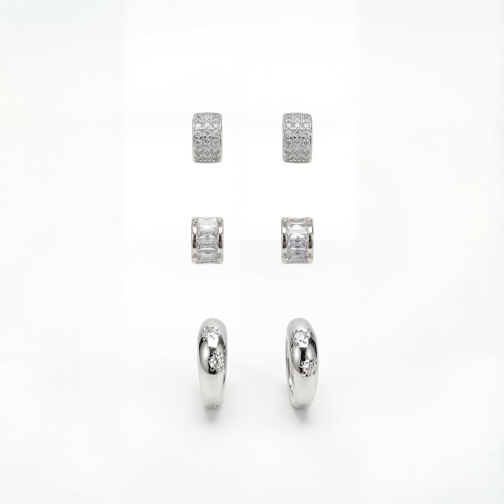 Korean Modern Brilliance Earring Set : YUFSER020-SL