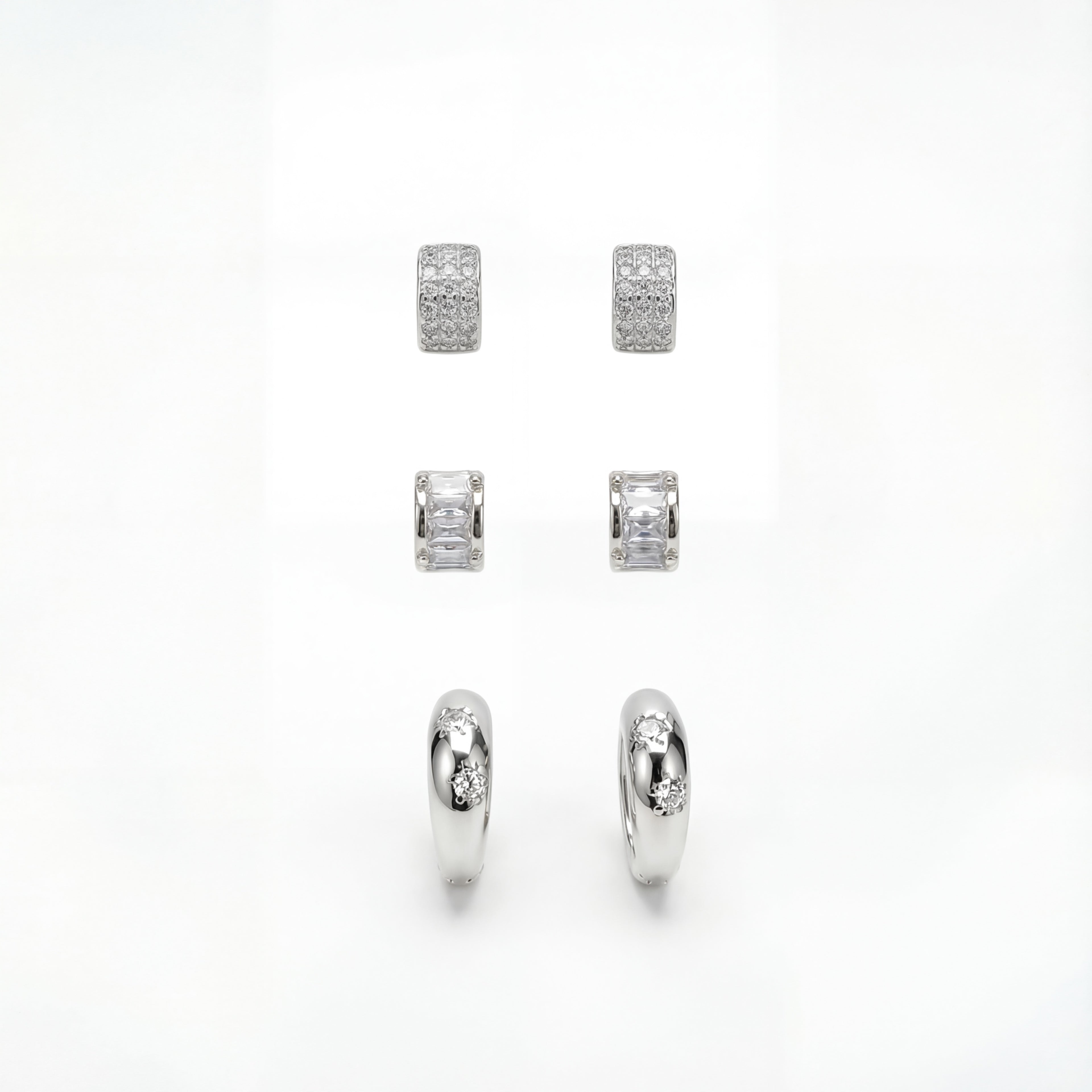 Korean Modern Brilliance Earring Set : YUFSER020-SL