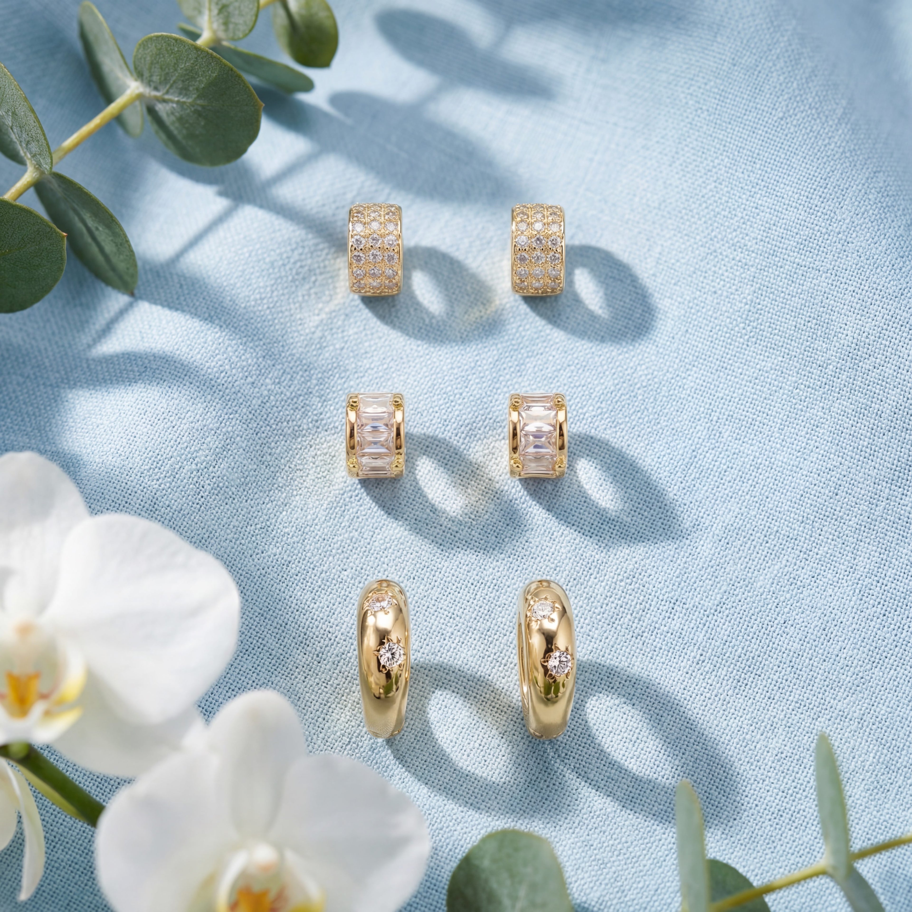 Korean Modern Brilliance Earring Set : YUFSER020-YG