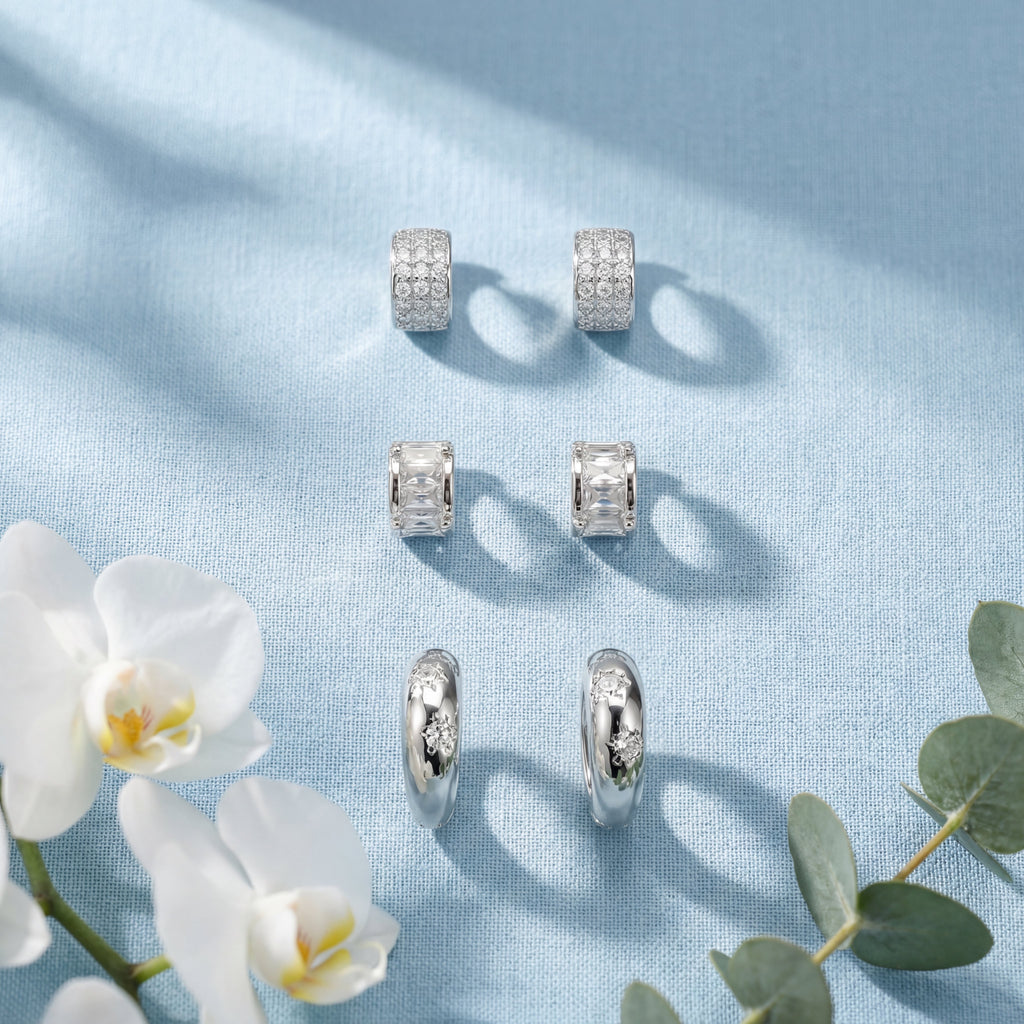 Korean Modern Brilliance Earring Set : YUFSER020-SL