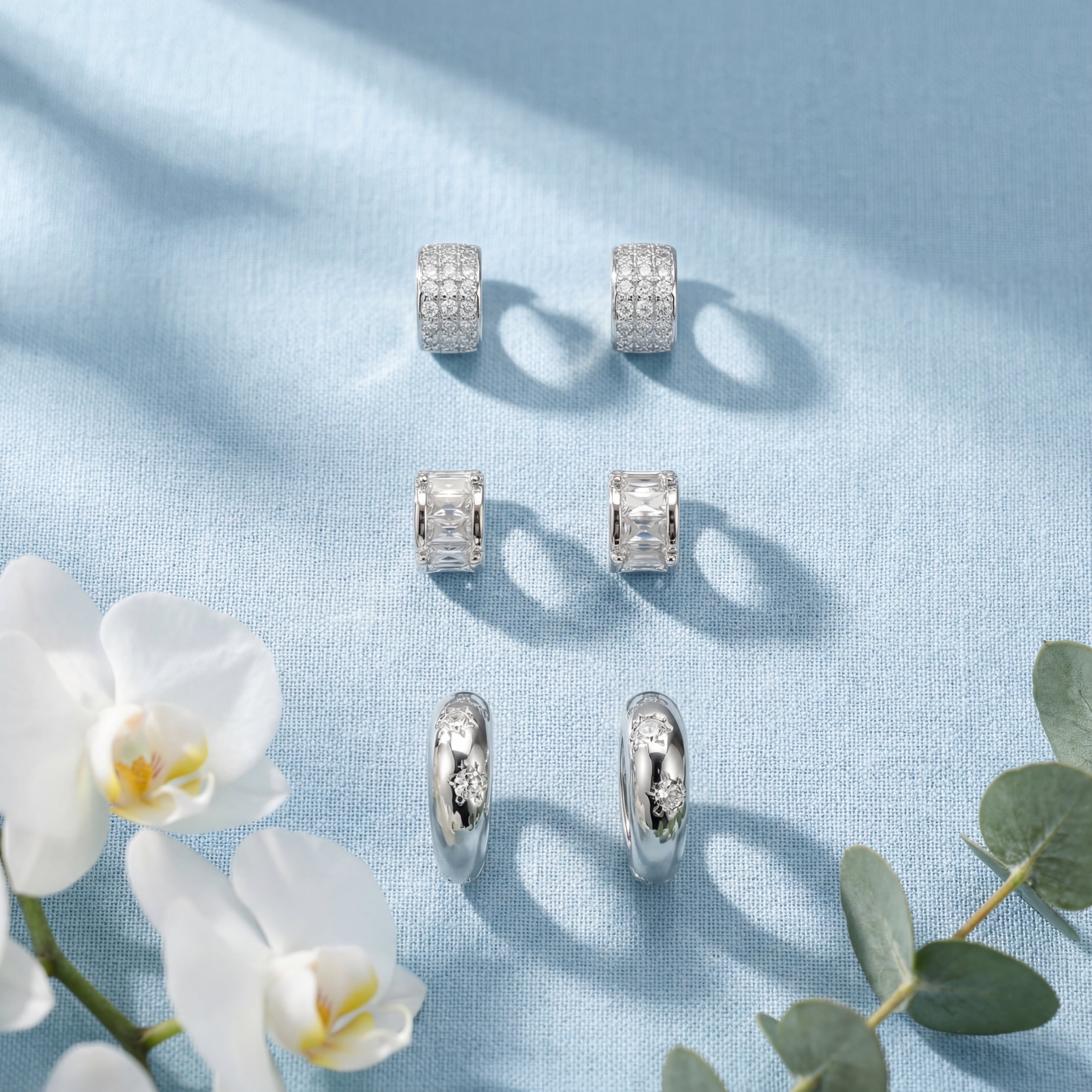 Korean Modern Brilliance Earring Set : YUFSER020-SL