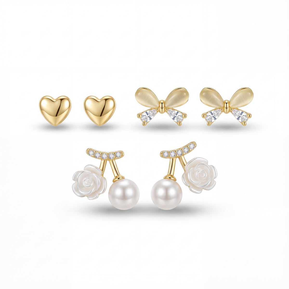 Korean Botanical Romance Earring Set : YUFSER021-YG