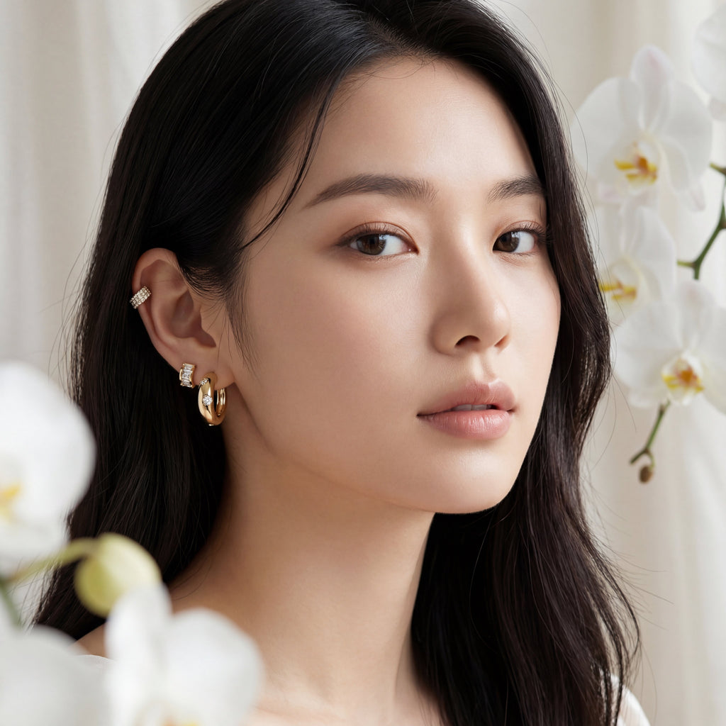 Korean Modern Brilliance Earring Set : YUFSER020-YG