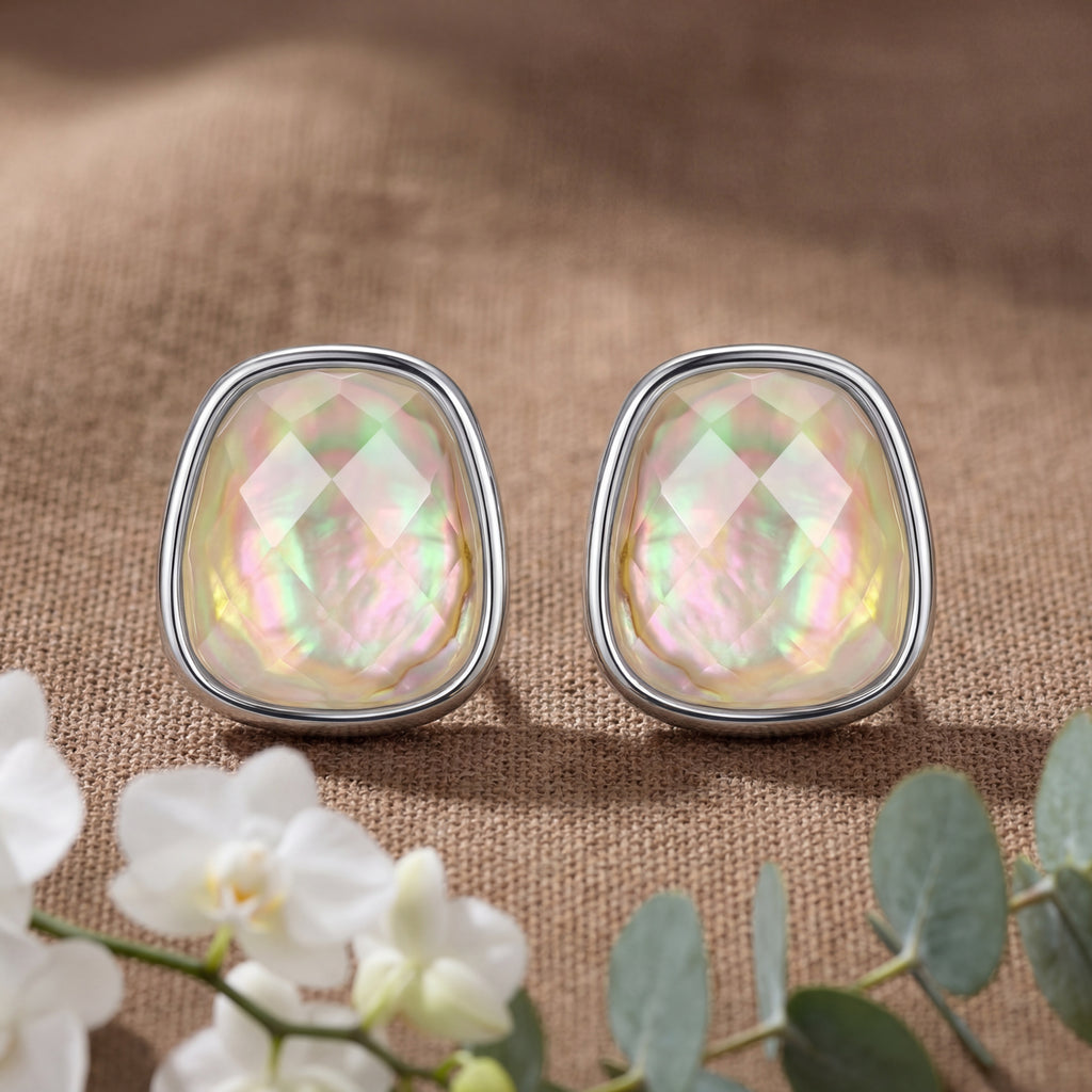 Korean Iridescent Dream Opal-Style Studs : YUFSER344