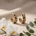 Korean Braided Leather & Gold Chain Hoops : YUFSER339