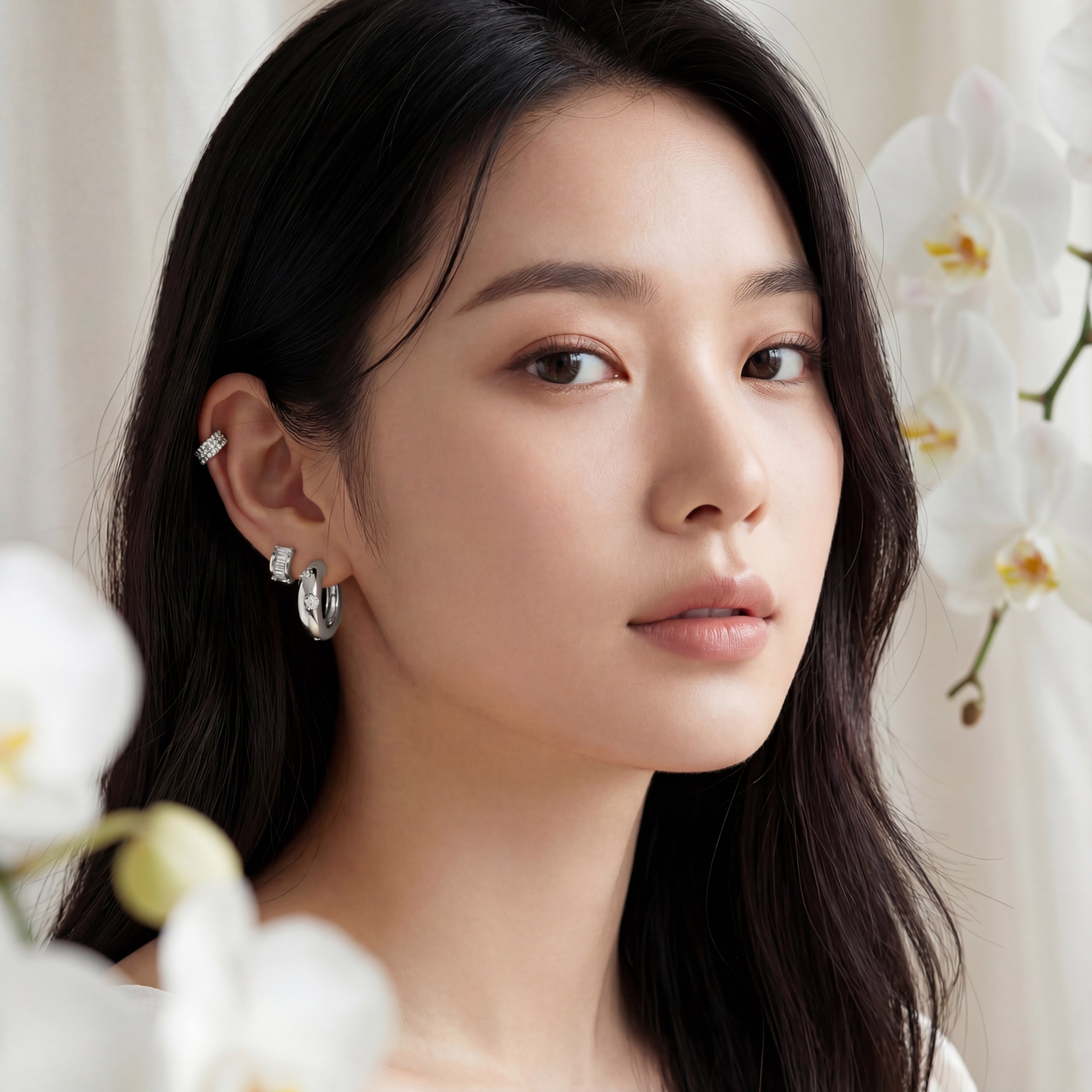 Korean Modern Brilliance Earring Set : YUFSER020-SL