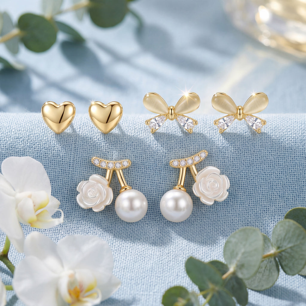 Korean Botanical Romance Earring Set : YUFSER021-YG
