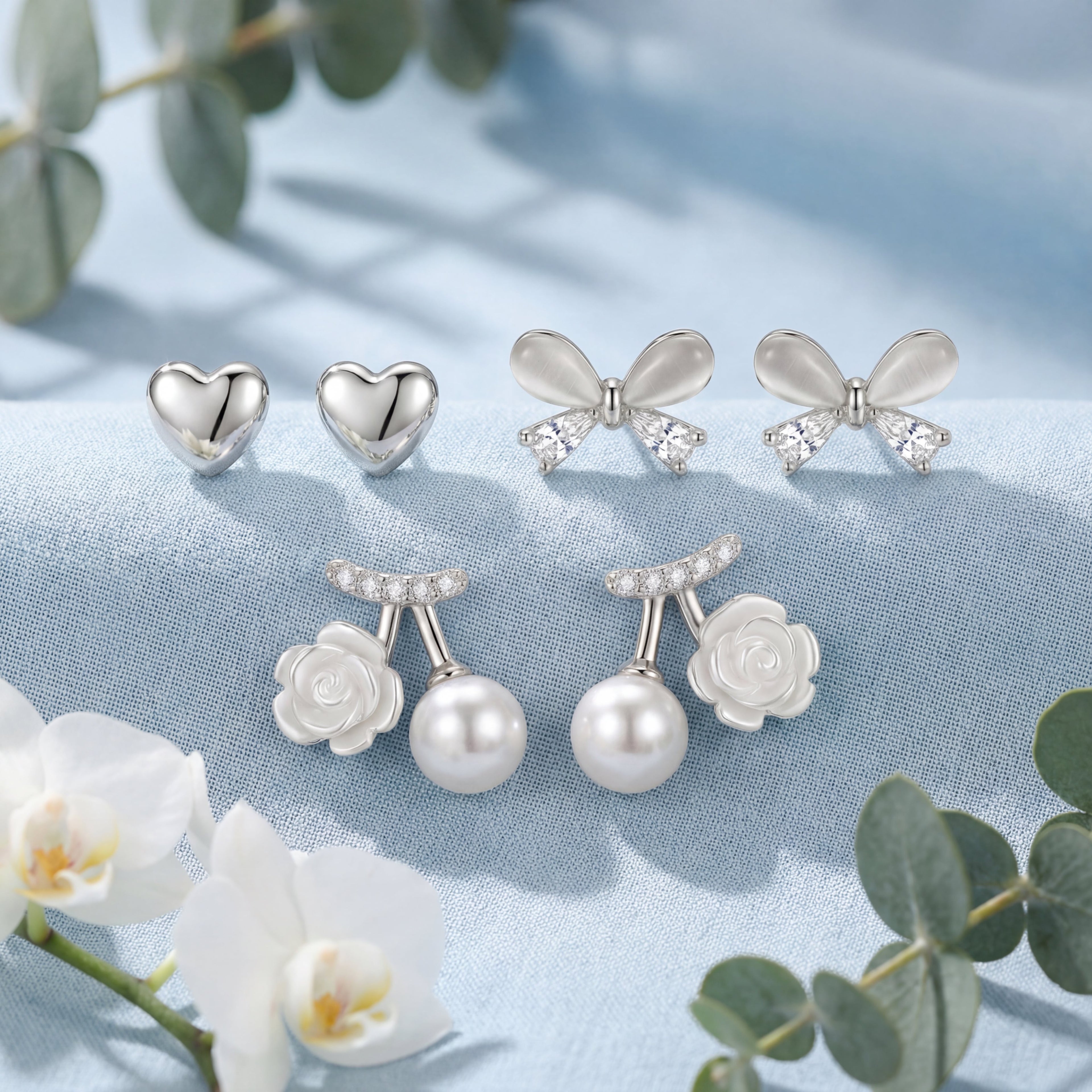 Korean Botanical Romance Earring Set : YUFSER021-SL