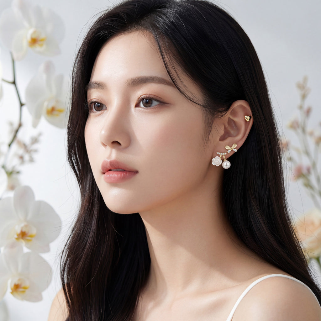 Korean Botanical Romance Earring Set : YUFSER021-YG