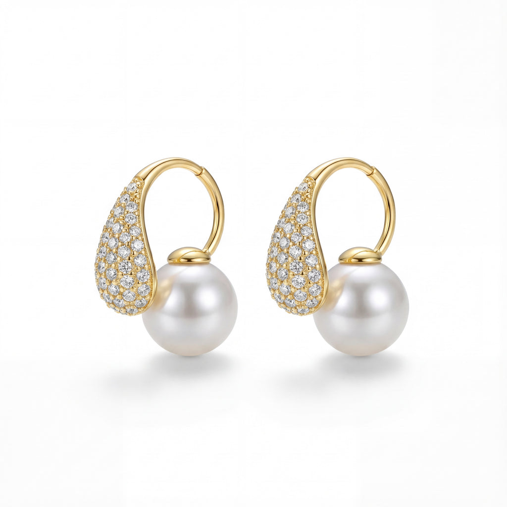 Korean Celestial Dewdrop Pearl Chandelier Earrings : YUFSER362