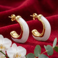 Korean Ethereal Marble Gilded Hoops : YUFSER364