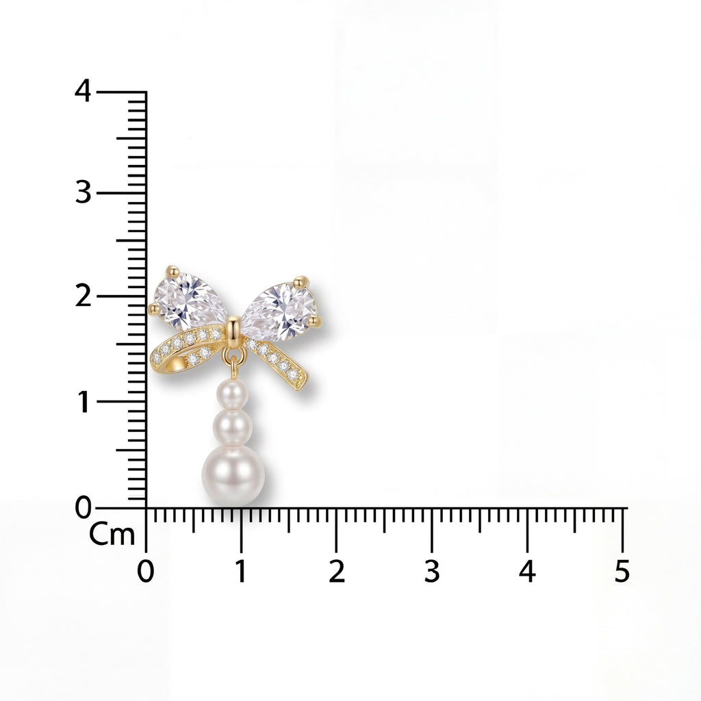 Korean Coquette Crystal Ribbon Drops : YUFSER361