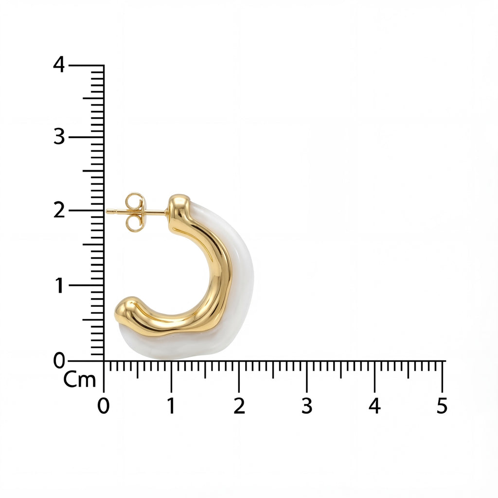 Korean Ethereal Marble Gilded Hoops : YUFSER364
