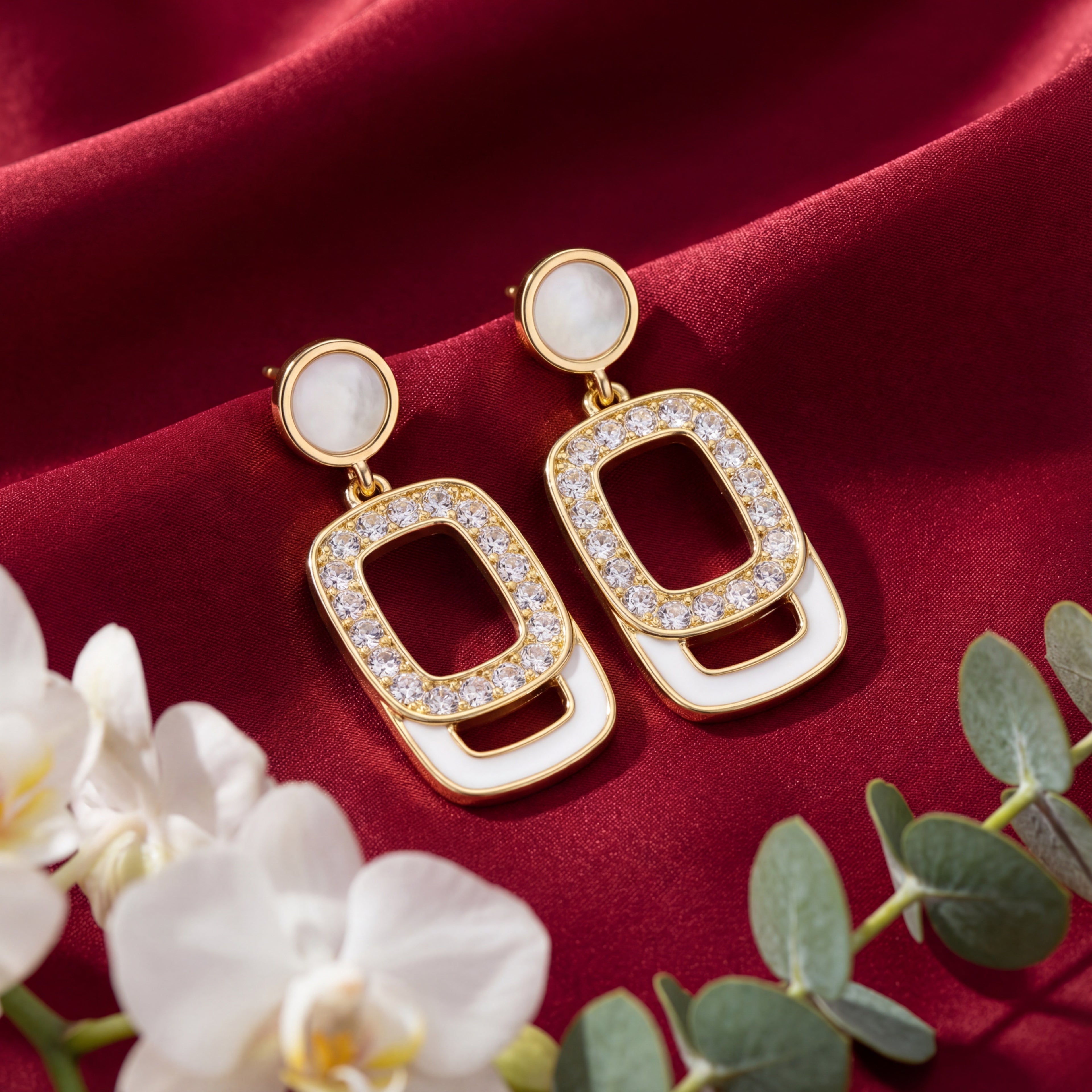 Korean Art Deco Ivory Geometric Drops : YUFSER366