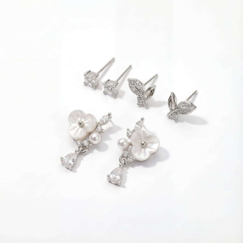 Korean Garden Radiance Trio Earring Set : YUFSER023-SL