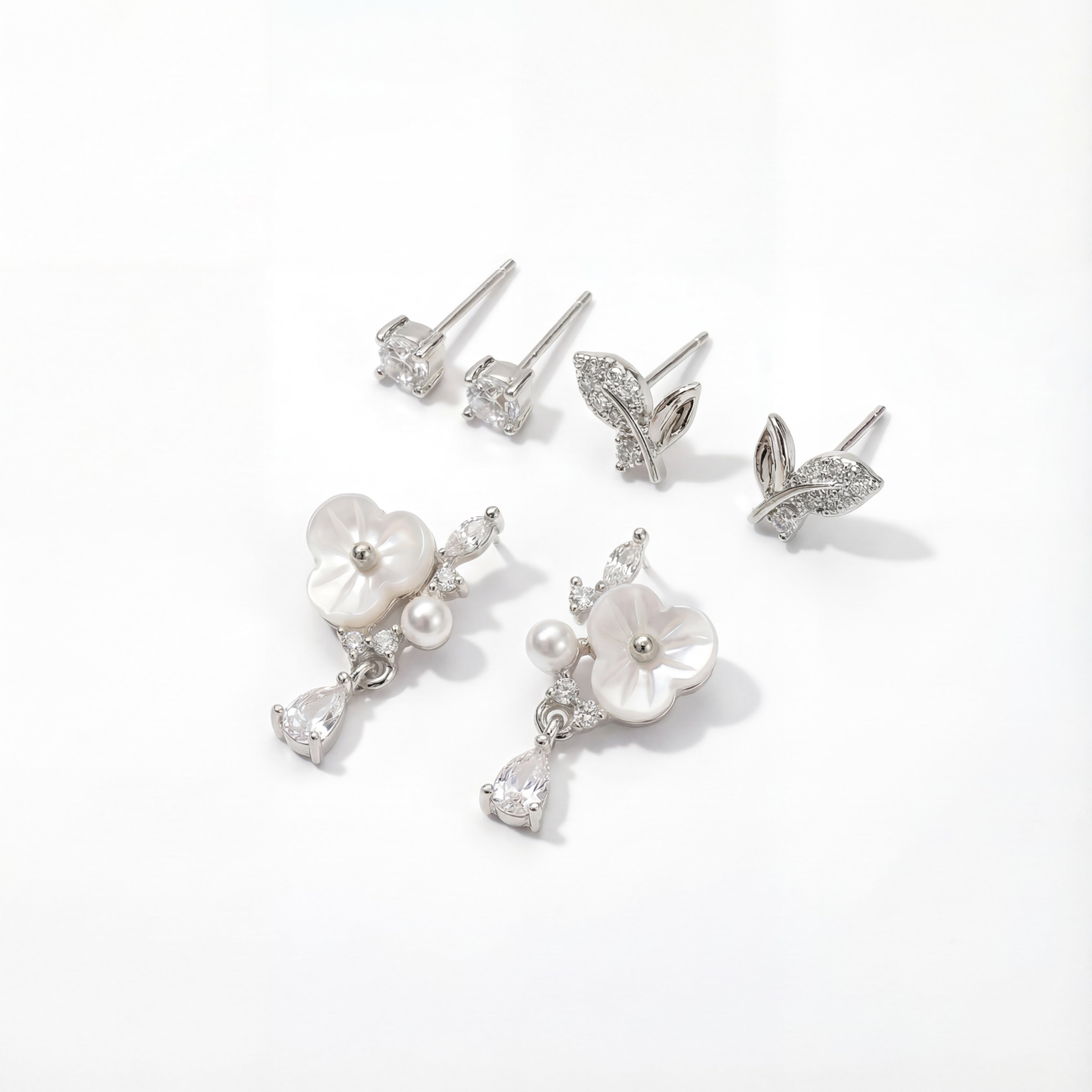 Korean Garden Radiance Trio Earring Set : YUFSER023-SL