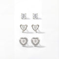 Korean Graceful Heart & Brilliance Earring Trio : YUFSER024-SL