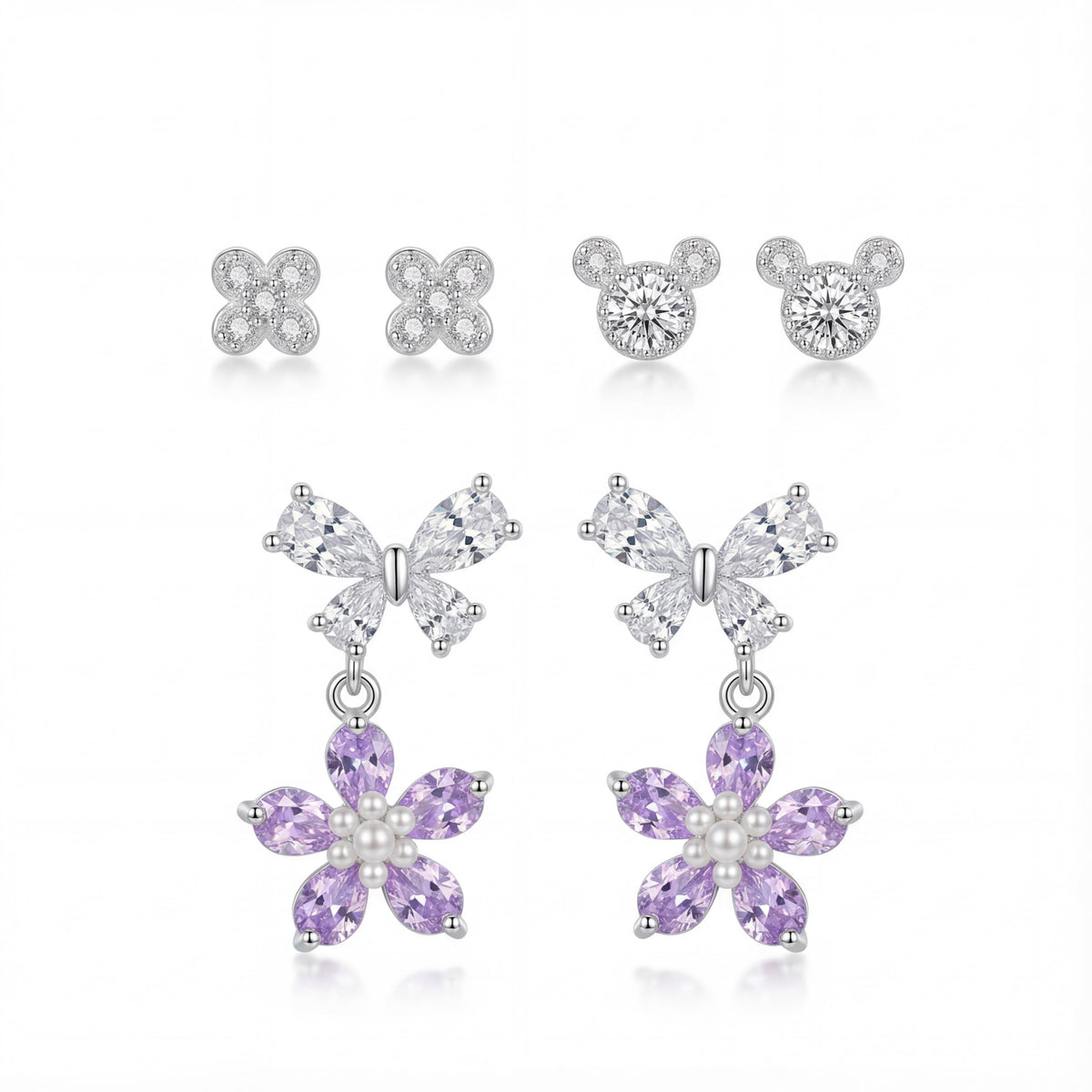 Korean Blossom & Butterfly Pastel Earring Set : YUFSER027-SPR