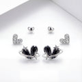 Korean Midnight Galaxy & Pavé Heart Earring Set. : YUFSER026-SB