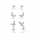 Korean Midnight Sky & Crystal Butterfly Earring Trio : YUFSER029-SB
