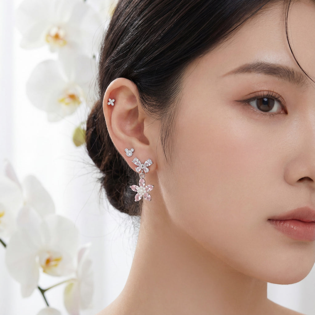 Korean Blossom & Butterfly Pastel Earring Set : YUFSER027-SPR