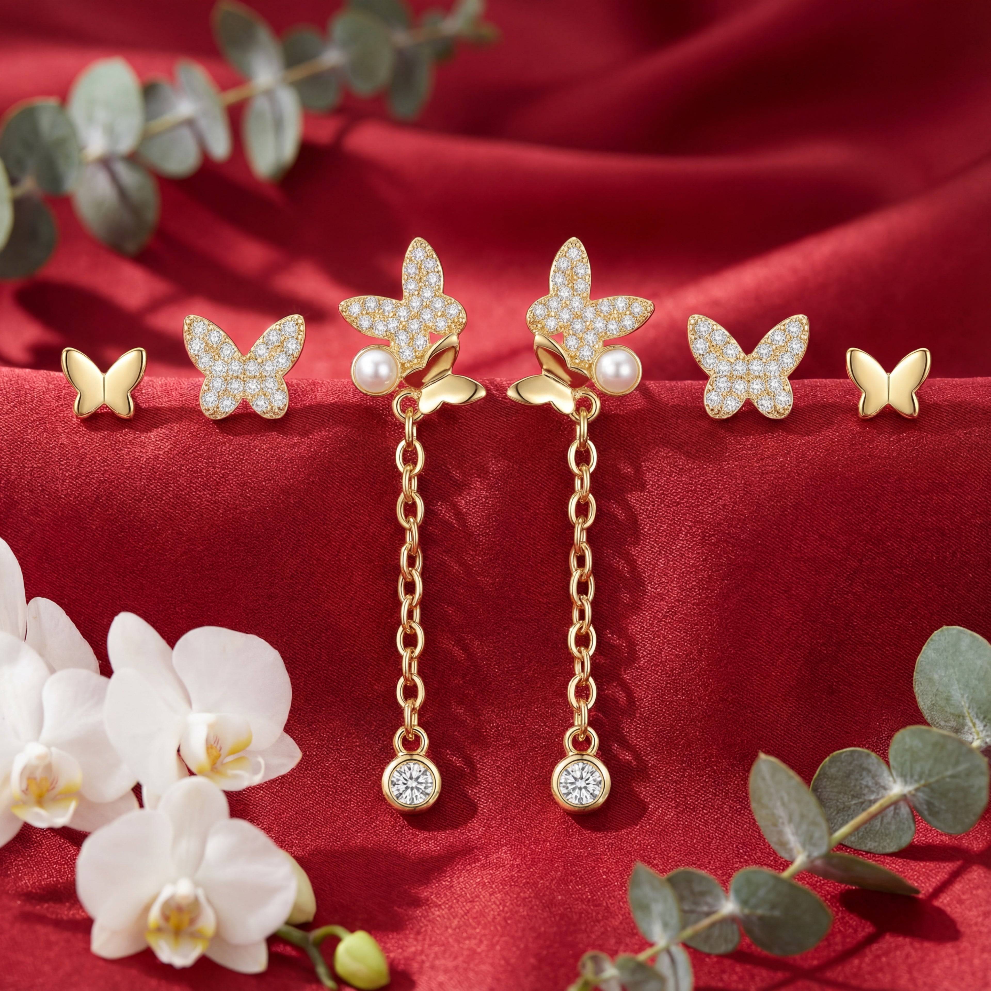 Korean Ethereal Monarch Dangle Earrings : YUFSER394