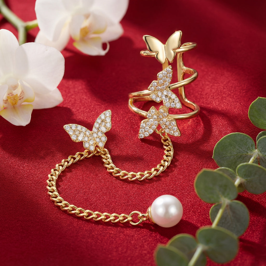 Korean Butterfly Cascade Cuff : YUFSER399