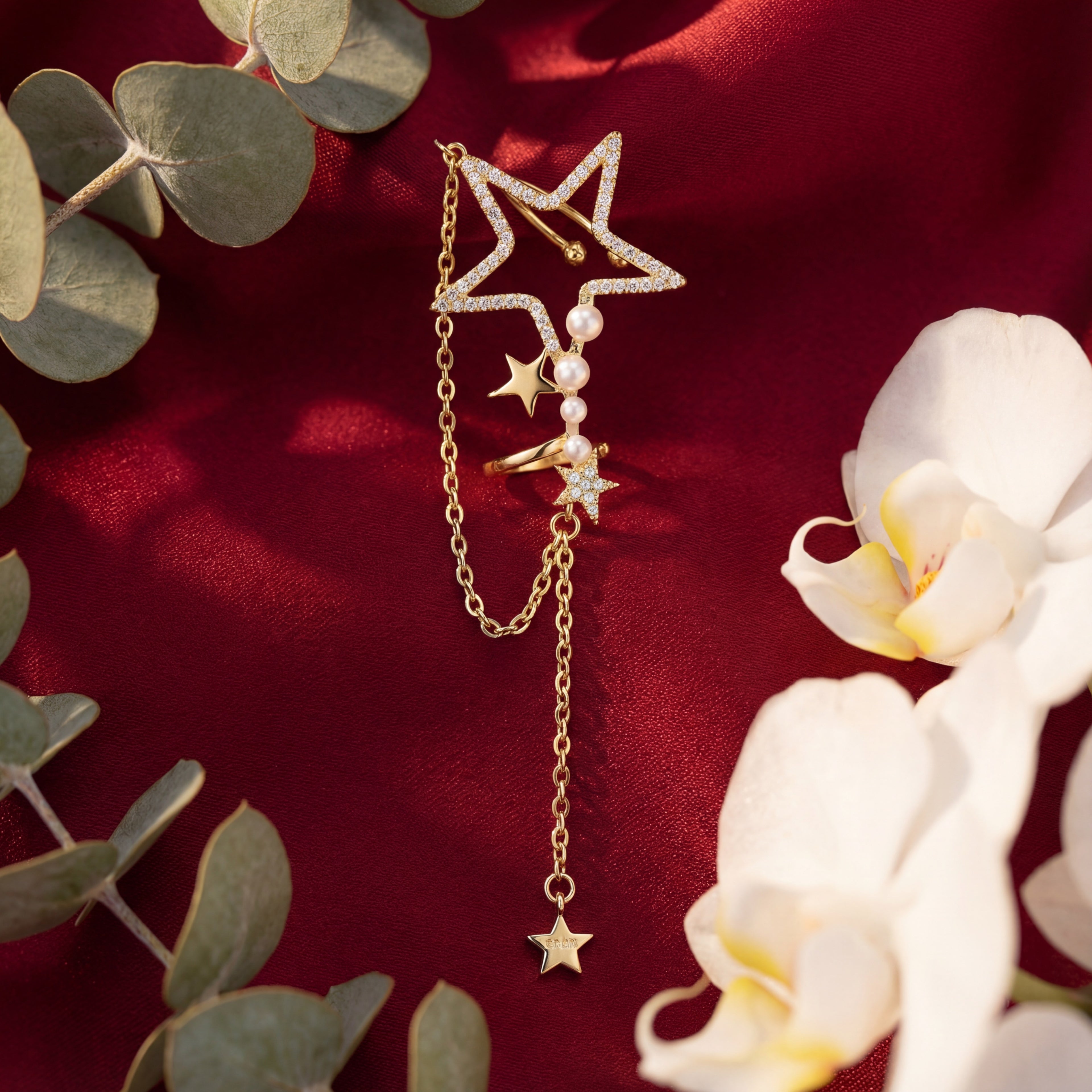 Korean Celestial Star & Pearl Drop Cuff : YUFSER376