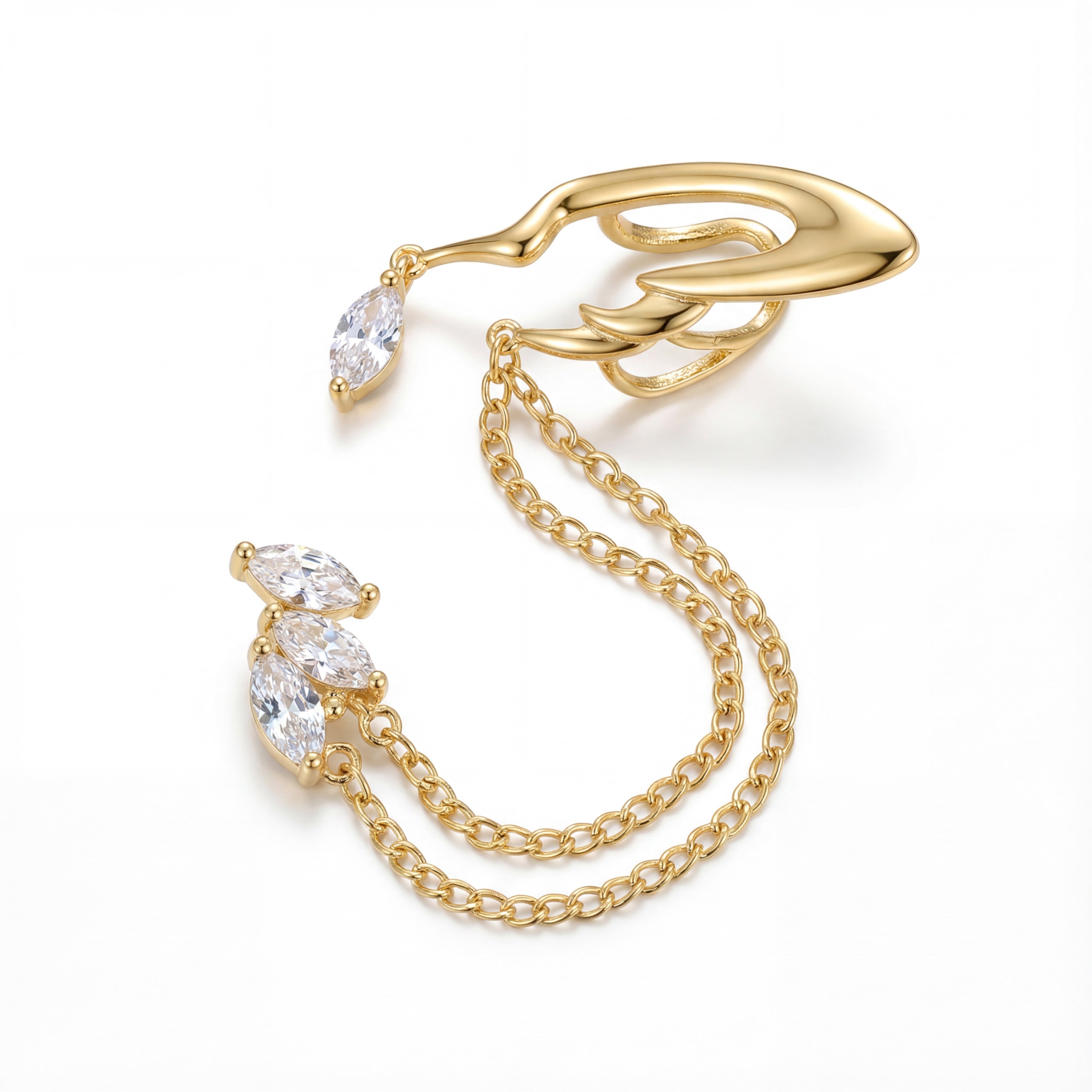 Korean Marquise Leaf & Chain Climber : YUFSER380
