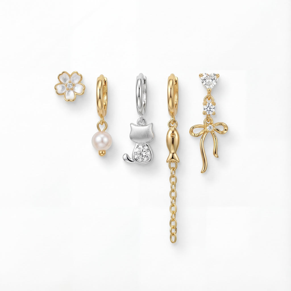 Korean Whimsical Wanderer Multi-Earring Set : YUFSER393