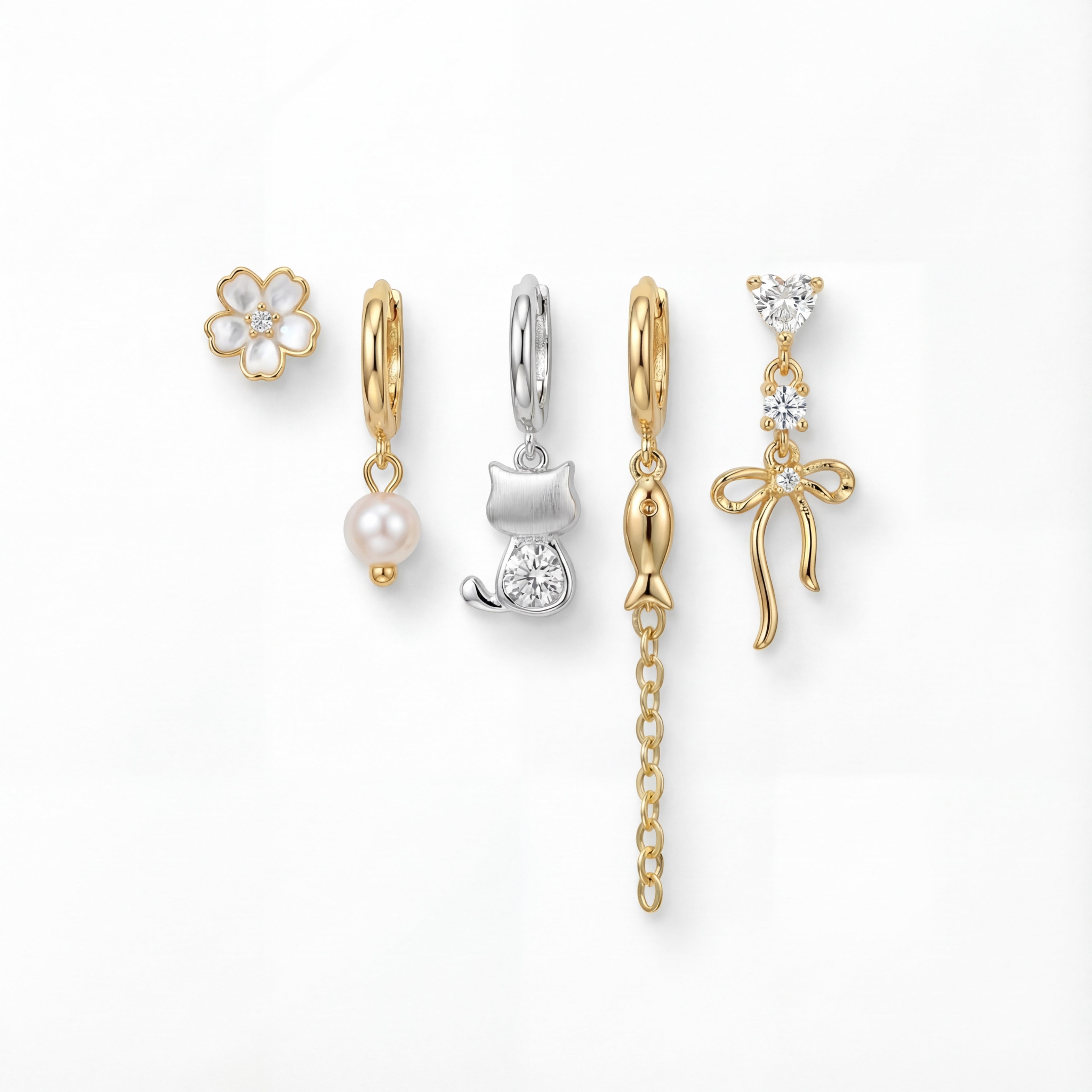 Korean Whimsical Wanderer Multi-Earring Set : YUFSER393