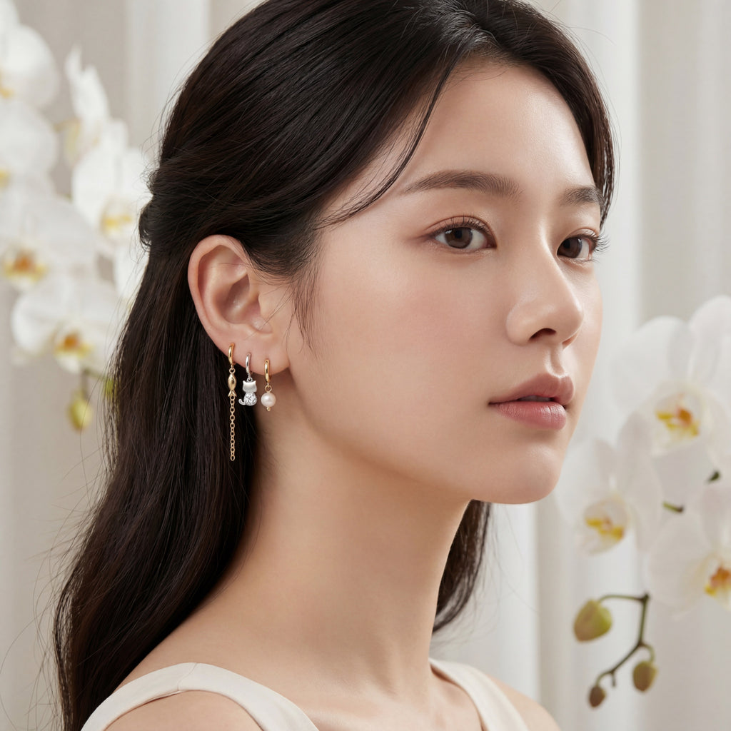 Korean Whimsical Wanderer Multi-Earring Set : YUFSER393