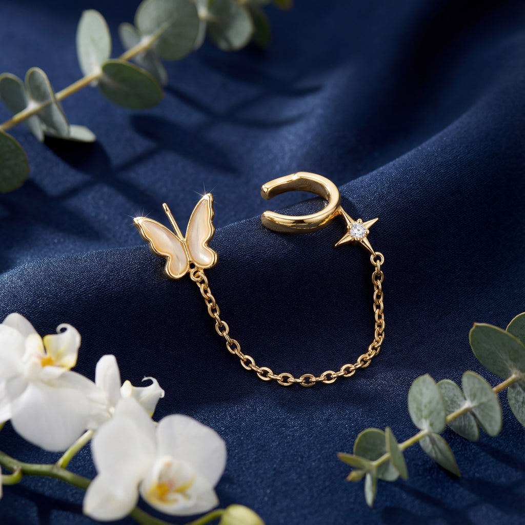 Korean Butterfly & Star Chain Cuff : YUFSER384