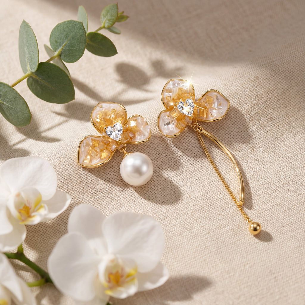 Korean Dahlia Dream Mismatched Earrings : YUFSER398
