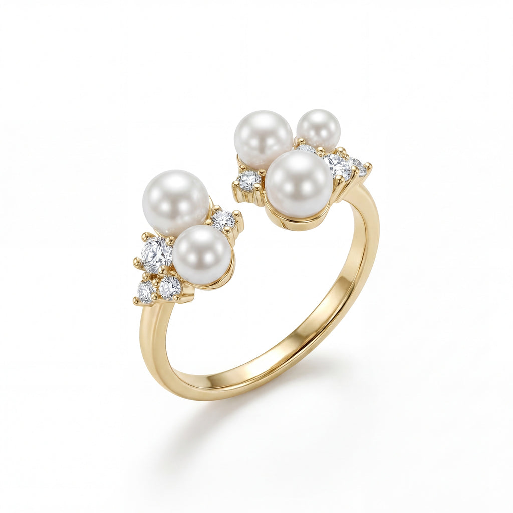 Korean Bloom Pearl Bypass Ring