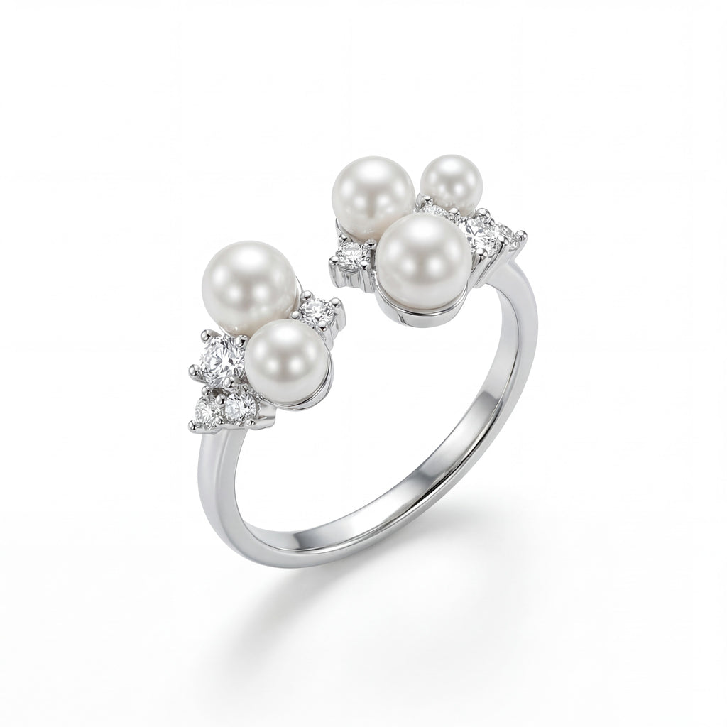 Korean Bloom Pearl Bypass Ring