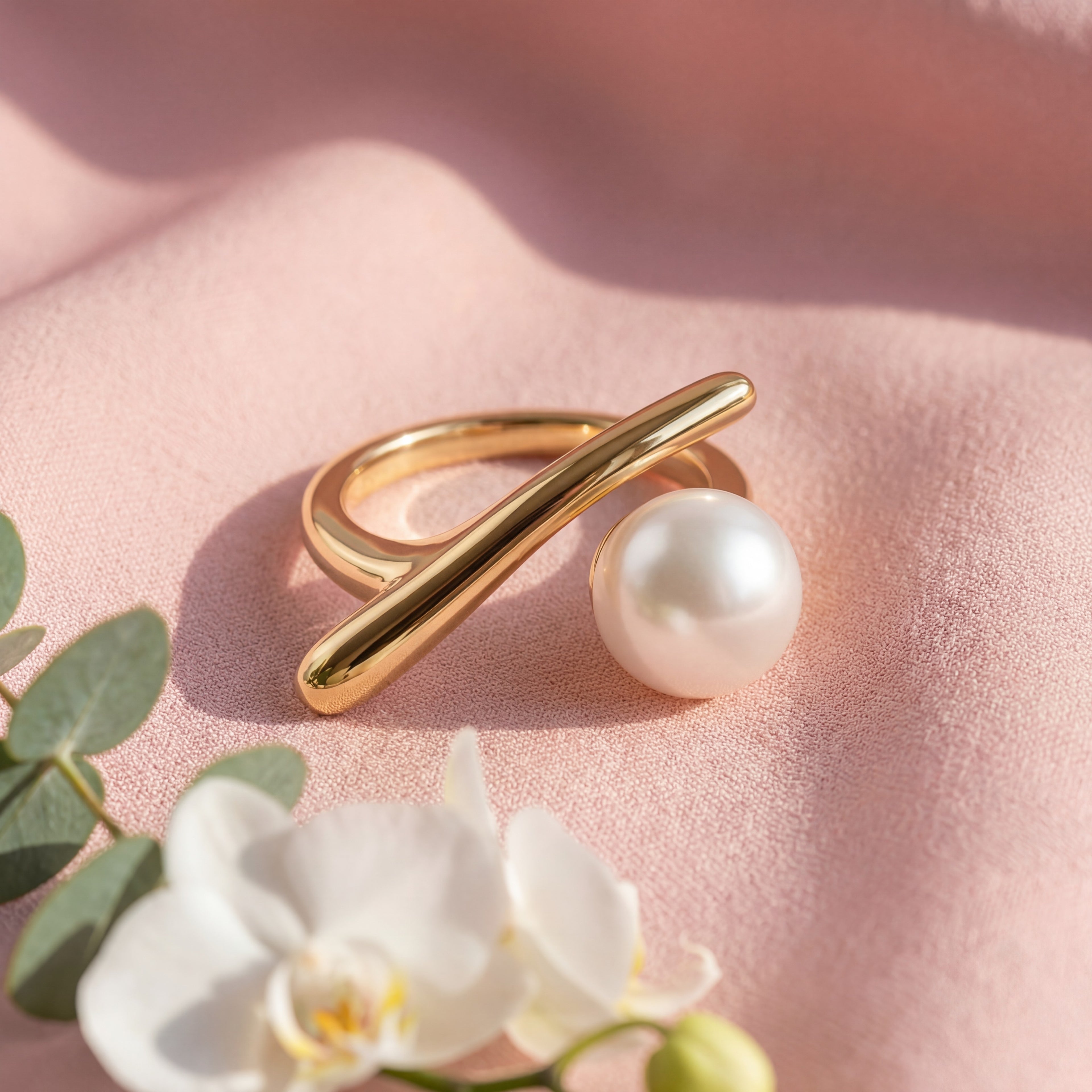Korean Contemporary Pearl Bypass Ring