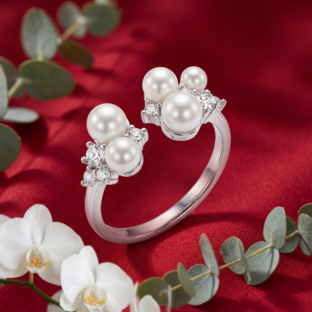 Korean Bloom Pearl Bypass Ring