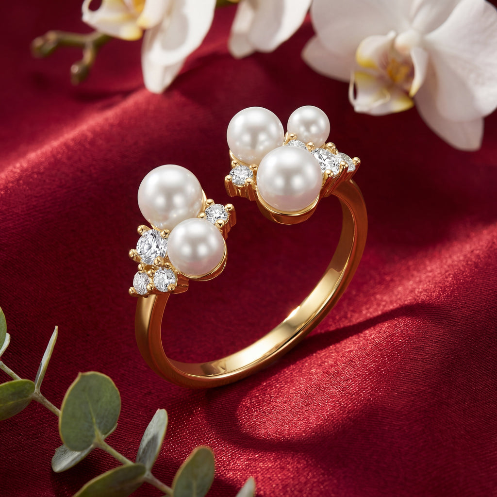 Korean Bloom Pearl Bypass Ring