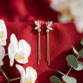 Korean Shimmering Wing Long Drop Earrings