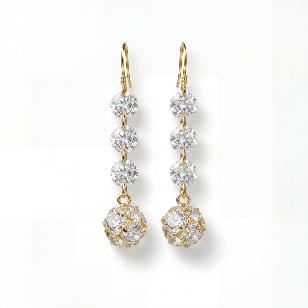 Korean Lumière Tiered Gold Drop Earrings : YUFSER401