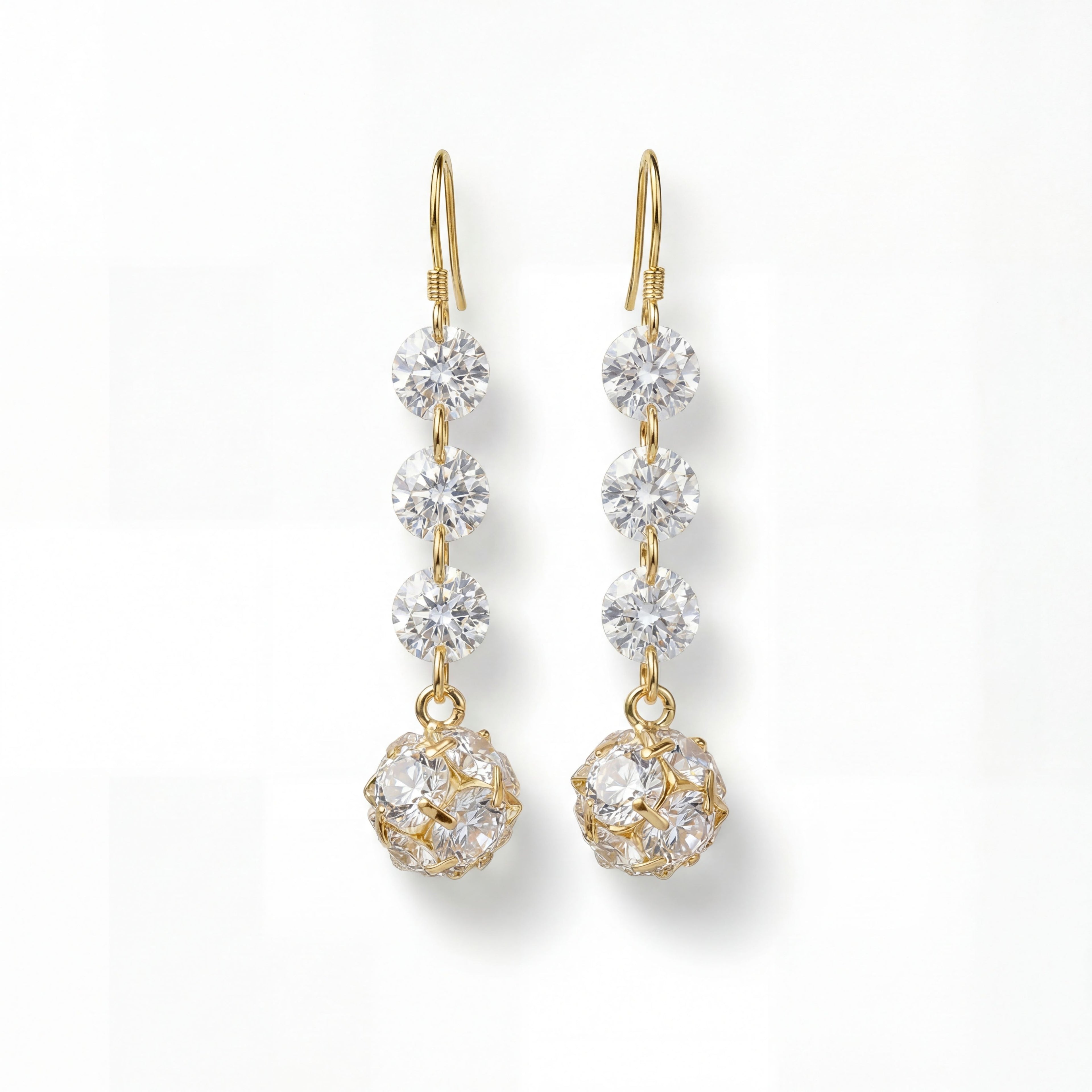 Korean Lumière Tiered Gold Drop Earrings : YUFSER401