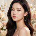 Korean Lumière Tiered Gold Drop Earrings : YUFSER401