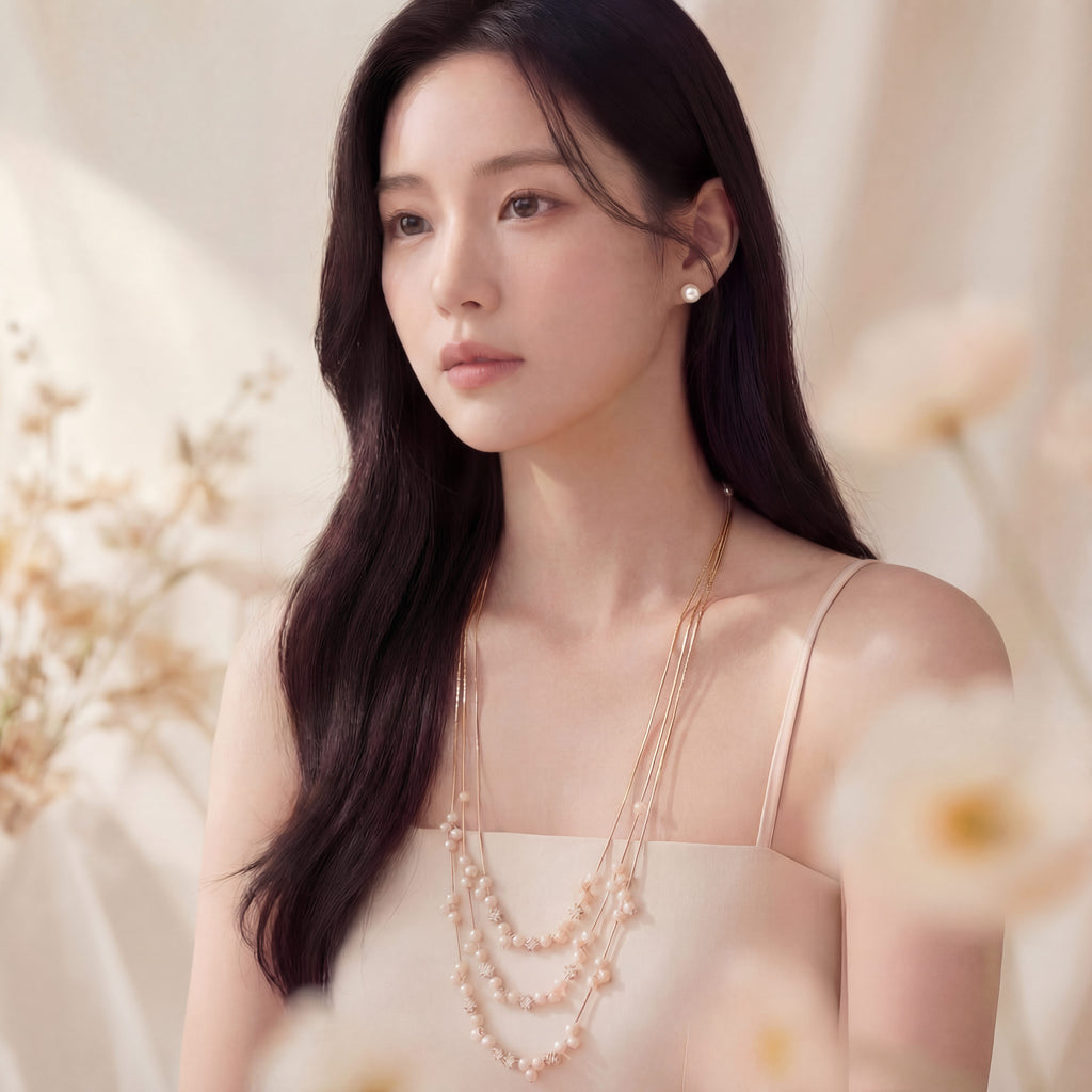 Korean Cascade Layered Pearl Jewelry Set