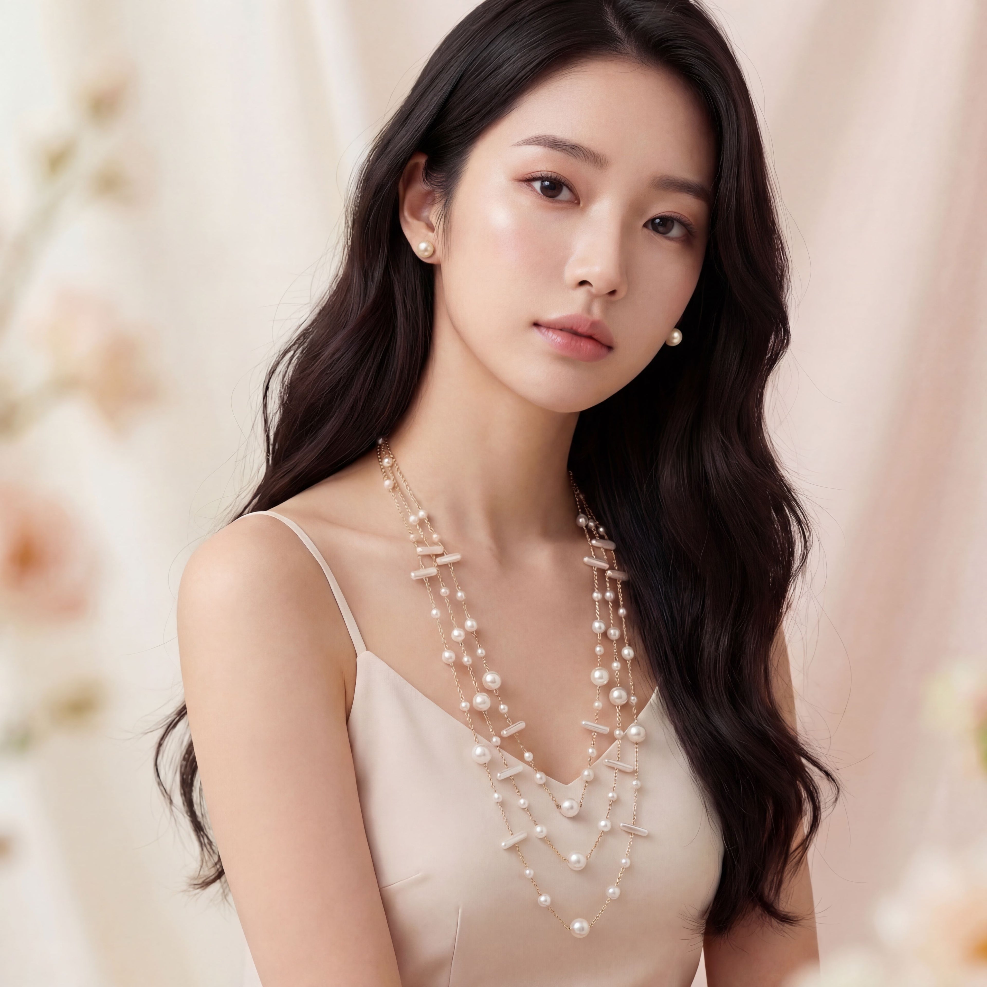 Korean Golden Layered Multi-Shape Pearl Jewelry Set